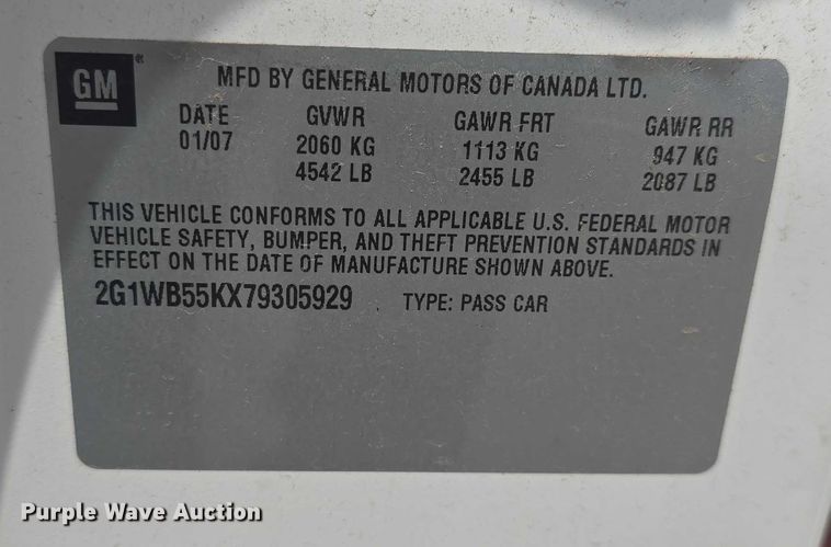 image for item EF3576 2007 Chevrolet Impala LS 