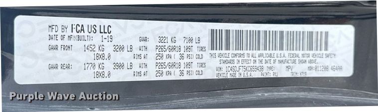 image for item EG6563 2019 Dodge Durango SSV SUV