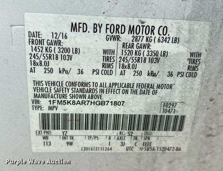 image for item EG8516 2017 Ford Explorer Police Interceptor SUV