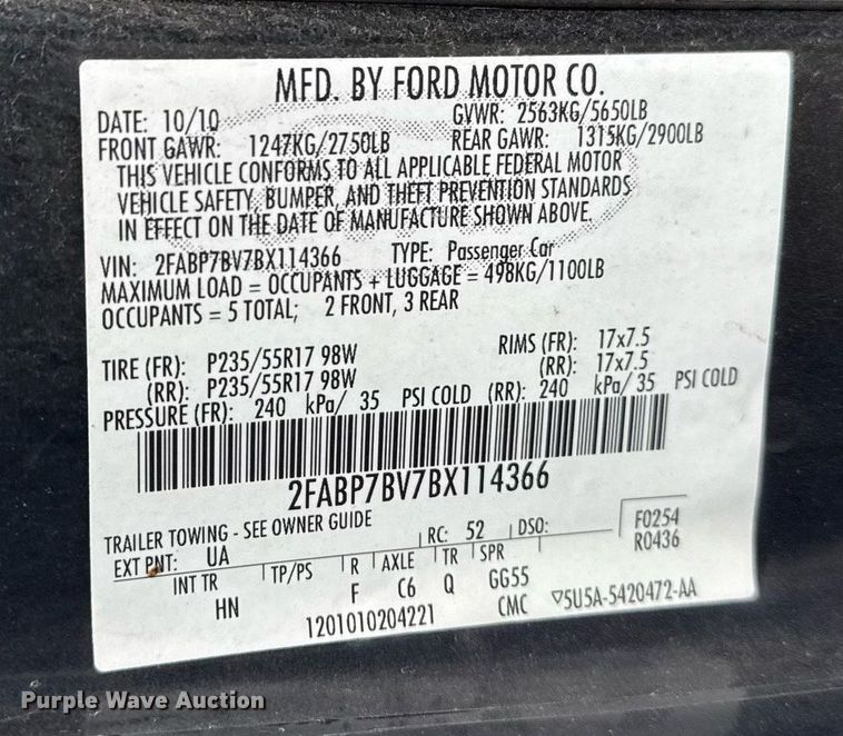 image for item EG8521 2011 Ford Crown Victoria Police Interceptor 