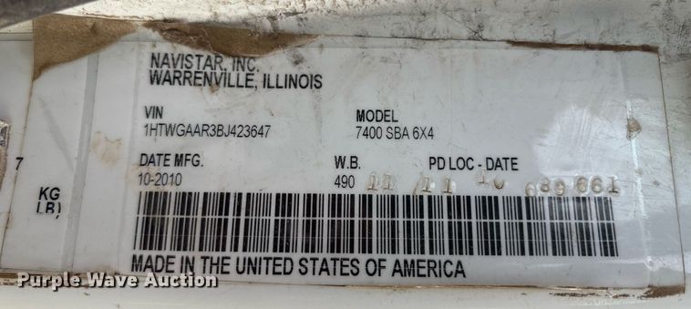 image for item EG8522 2011 International 7400 dump truck