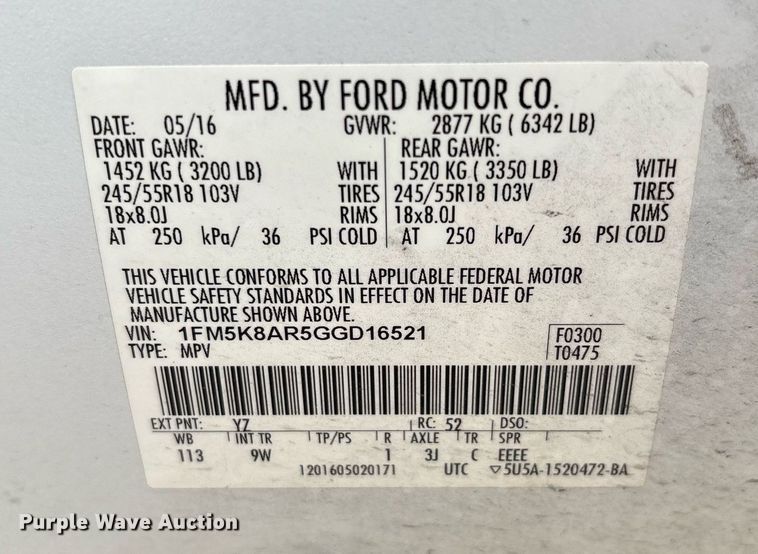 image for item EG8525 2016 Ford Explorer Police Interceptor SUV