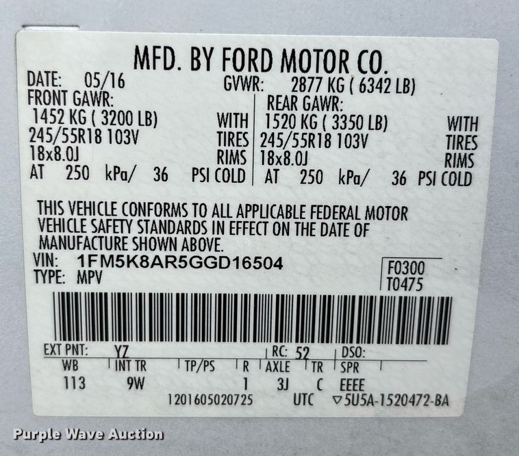 image for item EG8526 2016 Ford Explorer Police Interceptor SUV