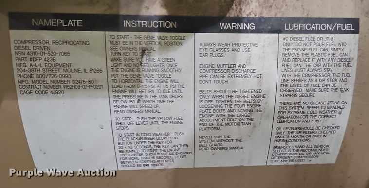 image for item EJ0083 Ingersoll Rand D2475-80 air compressor