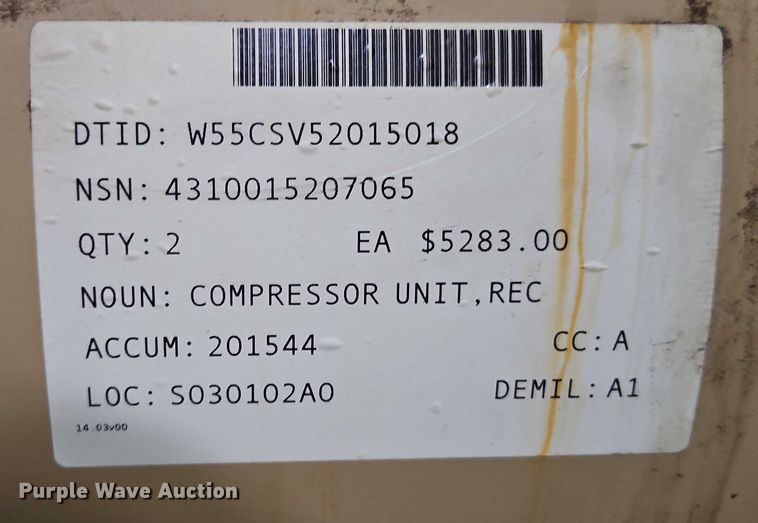 image for item EJ0083 Ingersoll Rand D2475-80 air compressor