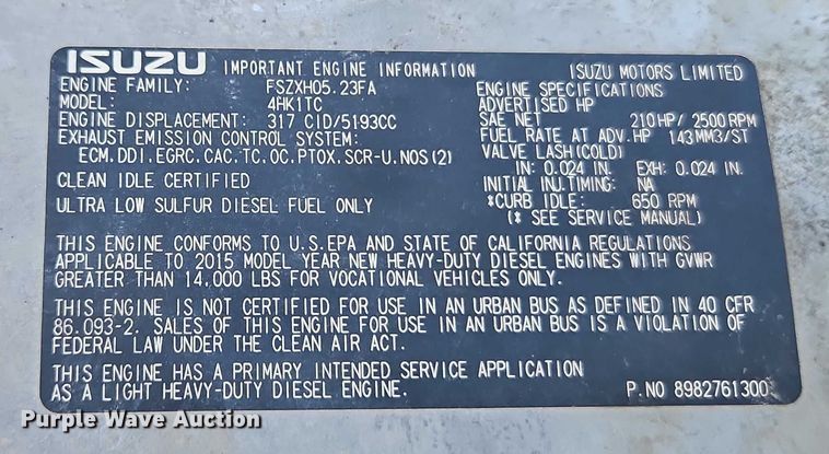 image for item EJ0088 2016 Isuzu NRR street sweeper truck