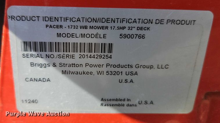 image for item EJ0092 Simplicity Pacer push mower