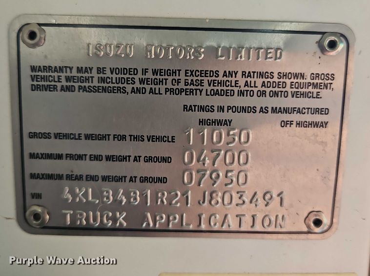 image for item EJ0099 2001 Isuzu NPR/NPR-HD refuse truck