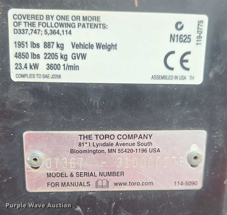 image for item EK5328 2010 Toro Workman HDX utility vehicle