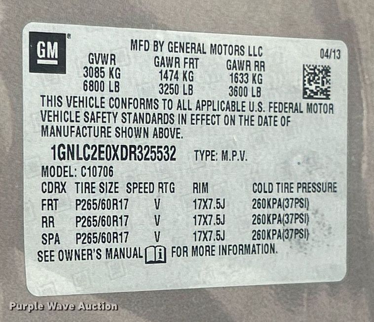 image for item EK8176 2013 Chevrolet Tahoe Police SUV