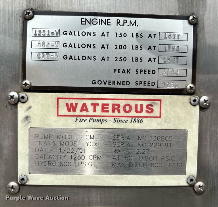 image for item EL2108 1991 Seagrave JB-40DH pumper fire truck