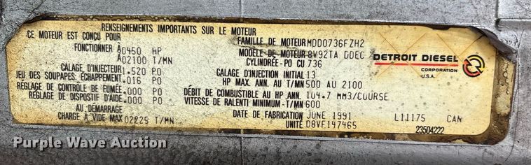 image for item EL2108 1991 Seagrave JB-40DH pumper fire truck