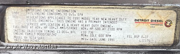 image for item EL2108 1991 Seagrave JB-40DH pumper fire truck