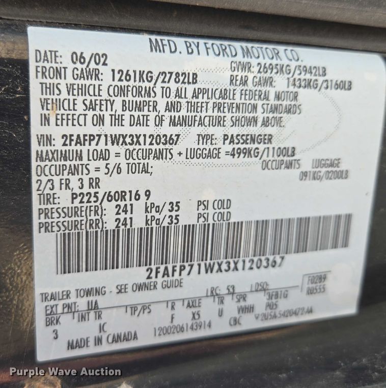 image for item EM7457 2003 Ford Crown Victoria Police Interceptor 