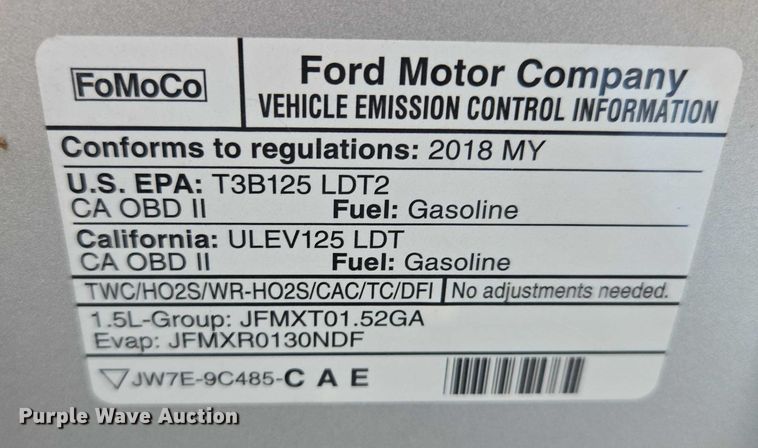 image for item EM7458 2018 Ford Escape SUV