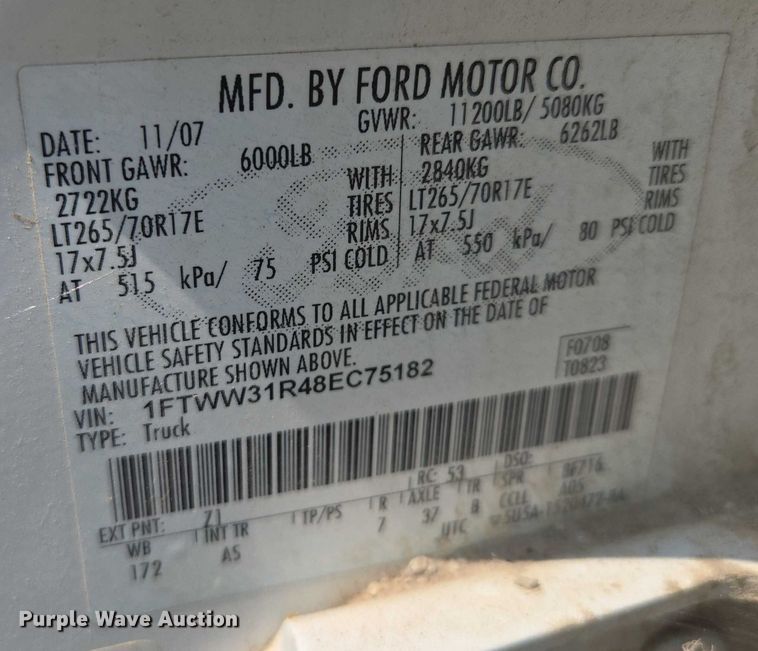 image for item EM7466 2008 Ford F350 Super Duty XL Crew Cab pickup truck