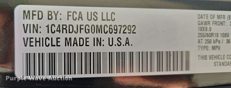 image for item EM7473 2021 Dodge Durango SSV SUV