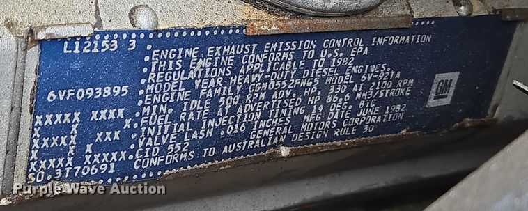 image for item EN3791 1982 GMC Brigadier pumper fire truck