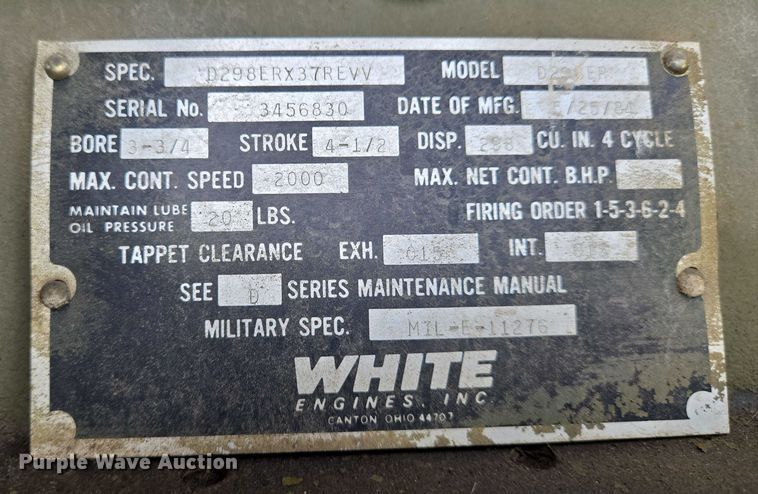 image for item EN8051 1984 Shoals American Industries generator