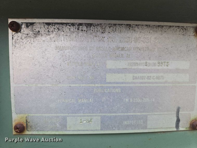 image for item EN8051 1984 Shoals American Industries generator