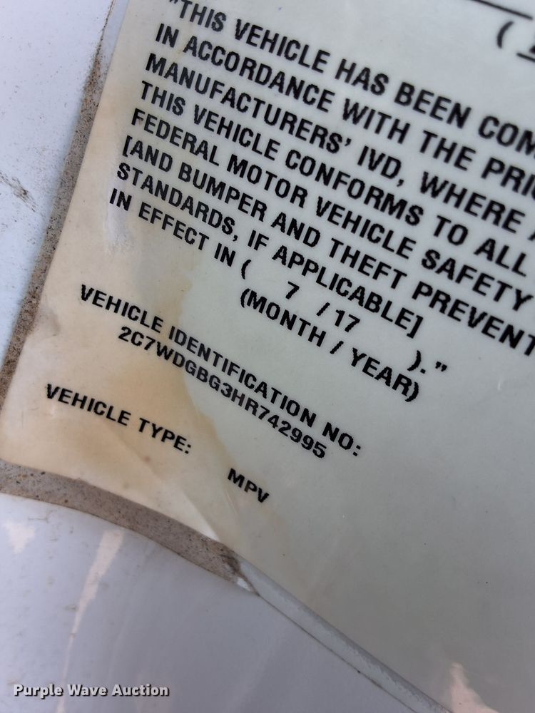 image for item EN8057 2017 Dodge Grand Caravan handicap accessible van