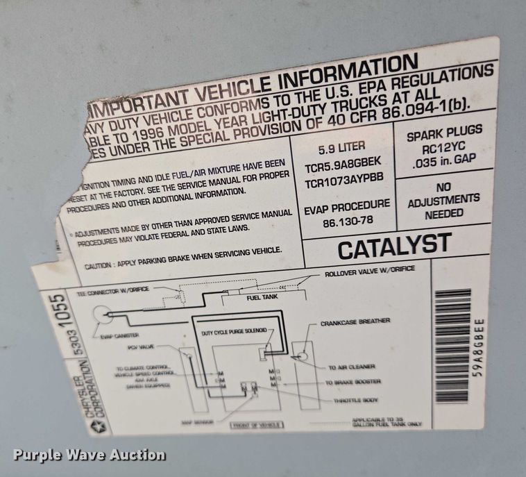 image for item EN8075 1996 Dodge Ram Wagon 3500 van