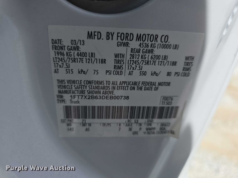 image for item EO1043 2013 Ford F250 Super Duty XLT SuperCab pickup truck