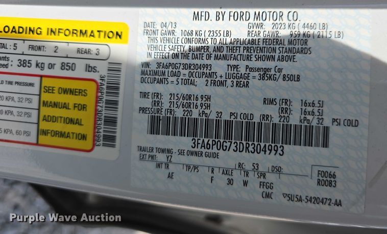 image for item EO1044 2013 Ford Fusion S 