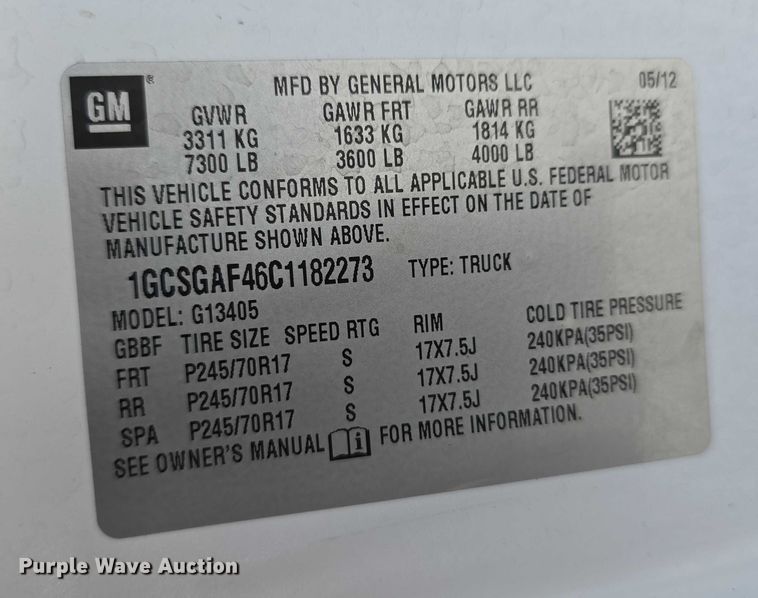 image for item EO1050 2012 Chevrolet Express 1500 van