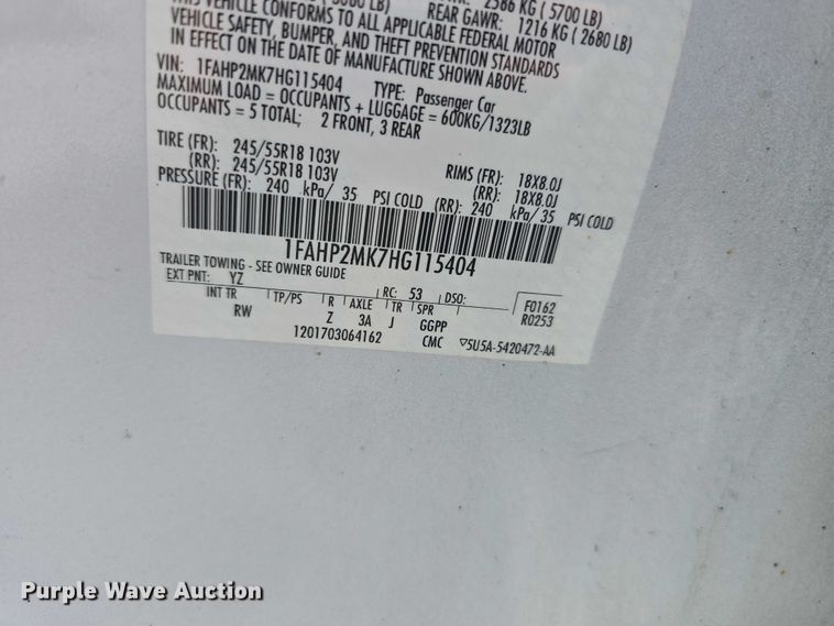 image for item EO1051 2017 Ford Taurus Police Interceptor 