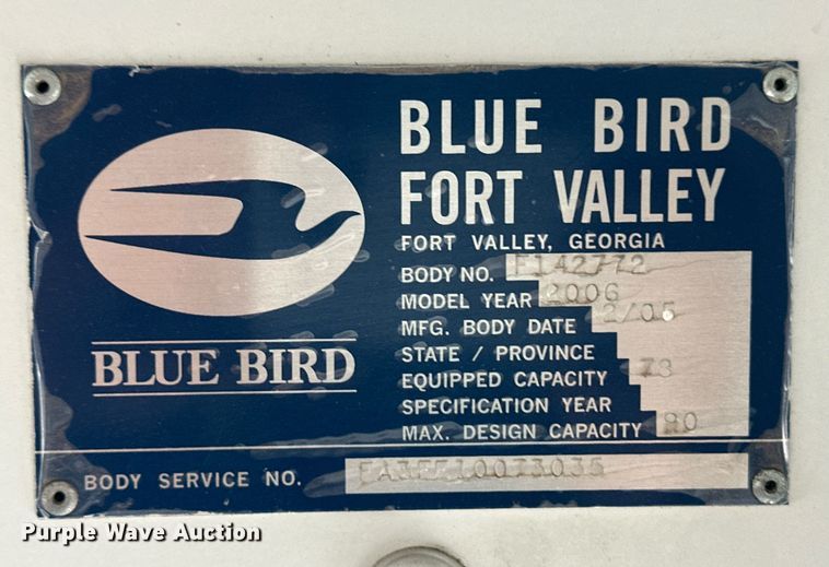 image for item EQ4853 2006 Blue Bird All American FE school bus
