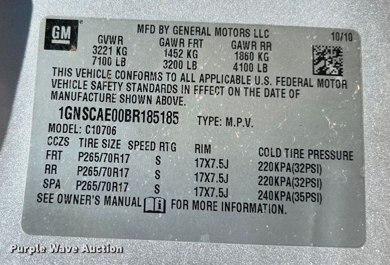 image for item EX9273 2011 Chevrolet Tahoe SUV
