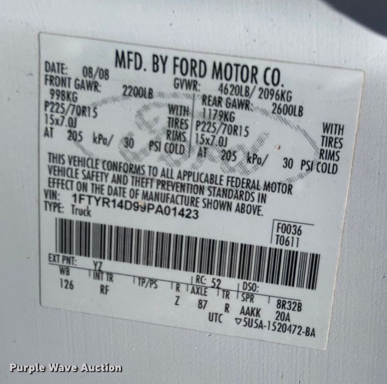 image for item EX9274 2009 Ford Ranger SuperCab pickup truck