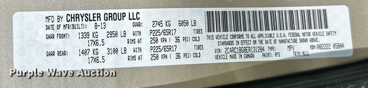 image for item EX9806 2014 Chrysler Town & Country van