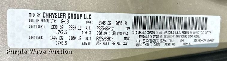 image for item EX9806 2014 Chrysler Town & Country van