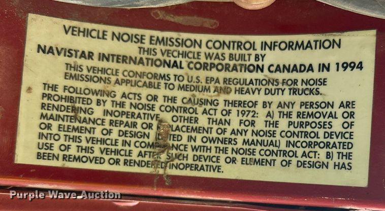 image for item EX9811 1995 International 9400 dump truck