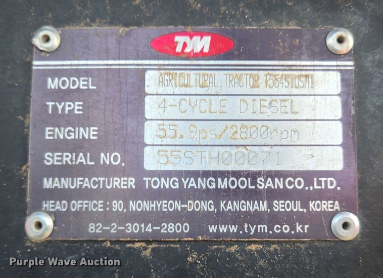 image for item DT4911 TYM T554STUSM1 MFWD tractor