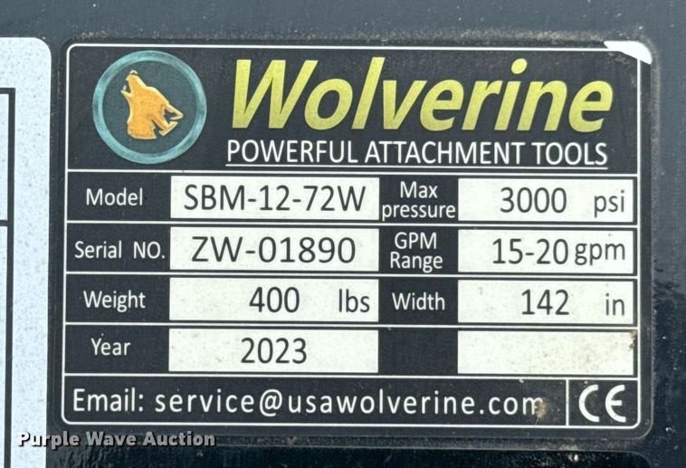 image for item DU9812 2023 Wolverine SBM-12-72W skid steer sickle mower