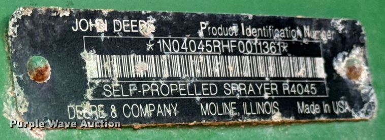 image for item DV4169 2015 John Deere R4045 spreader