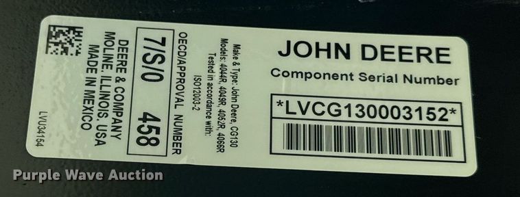 image for item DY0140 2018 John Deere 4044R MFWD tractor