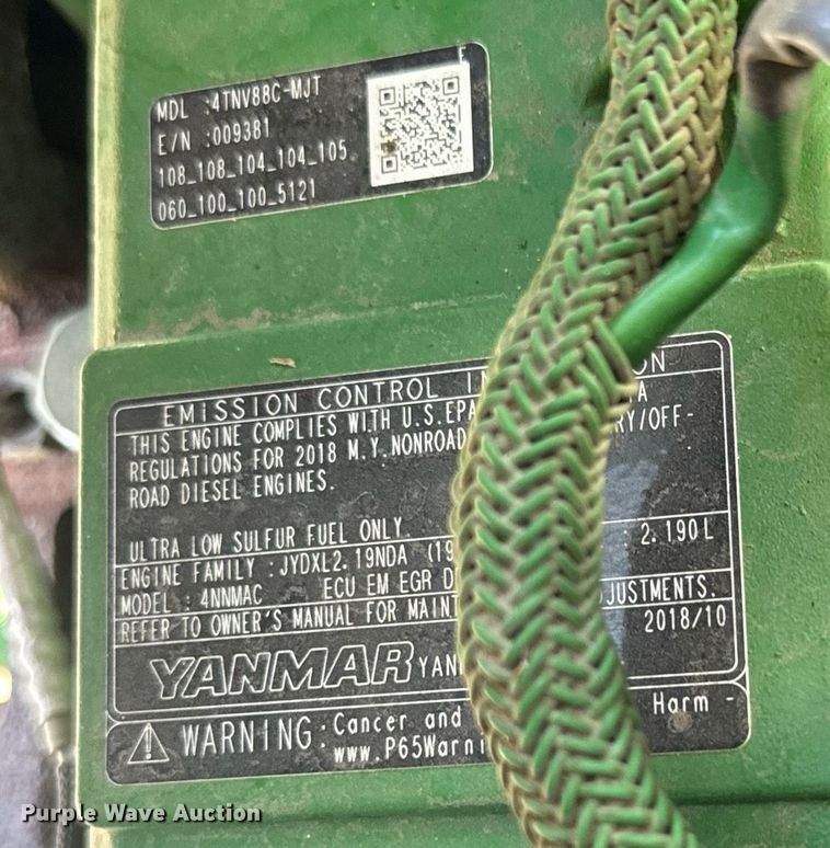 image for item DY0140 2018 John Deere 4044R MFWD tractor