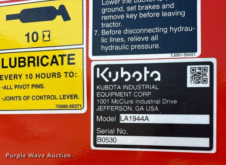 image for item DY0634 Kubota LA1944A loader