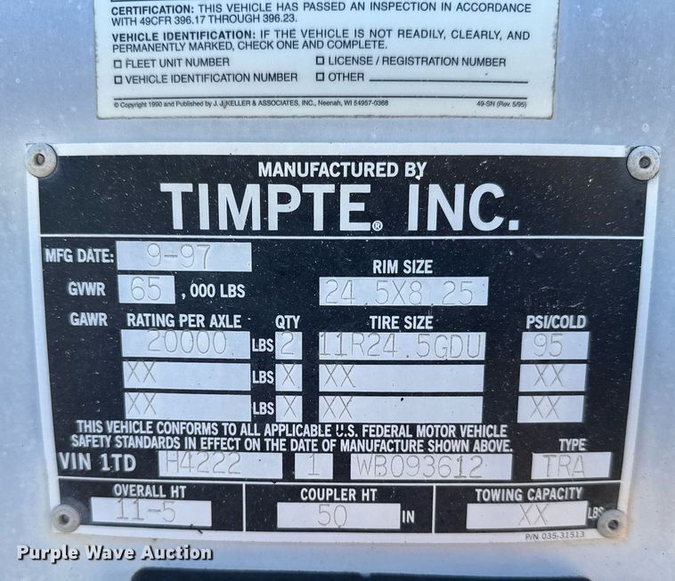 image for item EG6478 1998 Timpte grain trailer