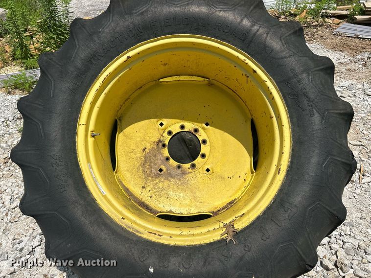 image for item EK8215 Firestone (2) 18.4-34 Firestone tractor tires and wheels