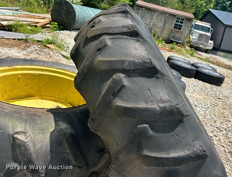 image for item EK8215 Firestone (2) 18.4-34 Firestone tractor tires and wheels