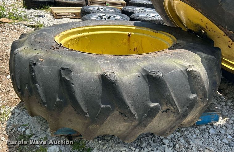 image for item EK8215 Firestone (2) 18.4-34 Firestone tractor tires and wheels