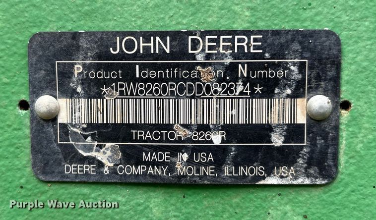 image for item EM2636 2014 John Deere 8260R MFWD tractor