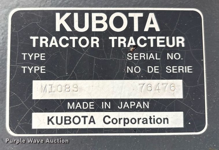 image for item EM2640 Kubota M108S MFWD tractor