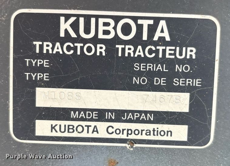 image for item EM2643 Kubota M108S MFWD tractor