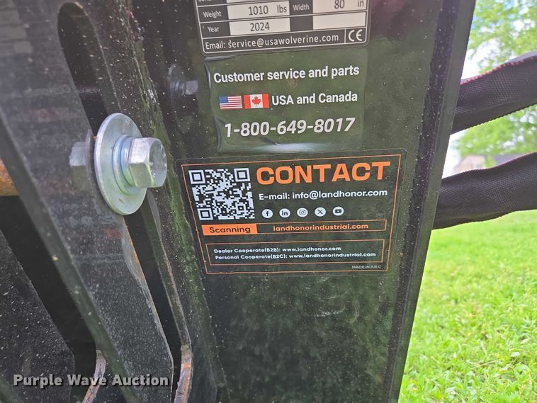 image for item EN3571 2024 Wolverine TBM-12-78W skid steer rotary mower